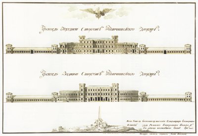 Fachadas do Grande Palácio Gatchina, 1781 de Antonio Rinaldi