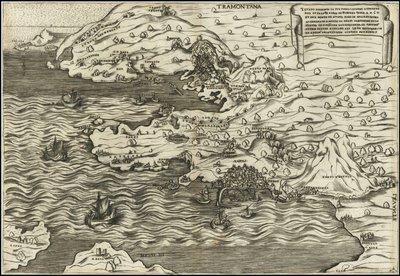 Antonio Salamanca 1538 Il Vero Disegnio In Sui Propio Luogho Ritratto Del In Felice Paese Di Posuolo Quale E. M. 60 et del Monte di Nuovo Nato In Mare Et In Terra , , , 29 de Setenbre 1538 de Antonio Salamanca