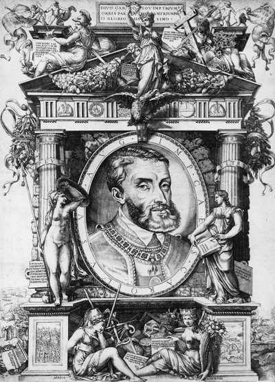 Retrato de Carlos V (1500-68), Sacro Imperador Romano (gravura) (foto bw) de Antonio Salamanca
