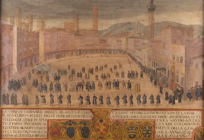 O regresso da Companhia de São Bernardino de Áquila na Piazza del Campo Siena de Antonio Taddeo di Gregori