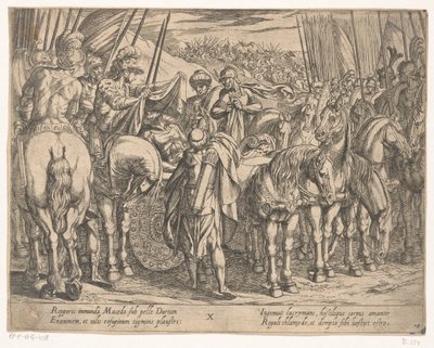 Alexandre o Grande encontra o corpo de Dario Os feitos de Alexandre, o Grande (título da série) Alexandri magni praecipvae res gestae (título da série) de Antonio Tempesta