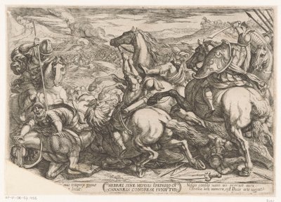 Israelitas derrotados pelos cananeus por desobedecerem a Moisés
Hebrael sine Moysis iperio cv cananaels congressi fundutur (título sobre o objecto)
Cenas de batalha do Antigo Testamento (título da série) de Antonio Tempesta