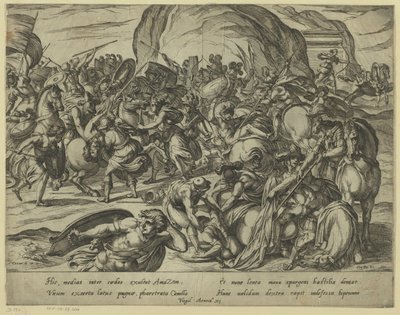 A morte de Camilo na batalha entre gregos e romanos de Antonio Tempesta