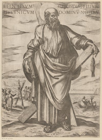 de Santo André E em Jesus Cristo, seu único filho, nosso Senhor (título no objeto) Cristo, Maria en de apóstolo (título da série) de Antonio Tempesta