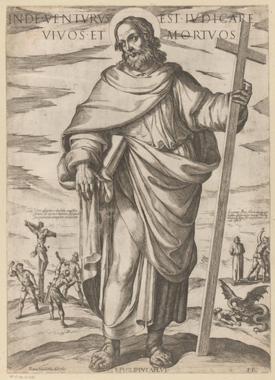 De São Filipe De lá ele virá para julgar os vivos e os mortos (título no objeto) Cristo, Maria en de apóstolo (título da série) de Antonio Tempesta
