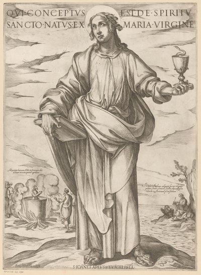 São João
Qui conceptus est de spiritu sancto natus ex Maria virgine (título sobre o objecto)
Cristo, Maria e os Apóstolos (título da série) de Antonio Tempesta