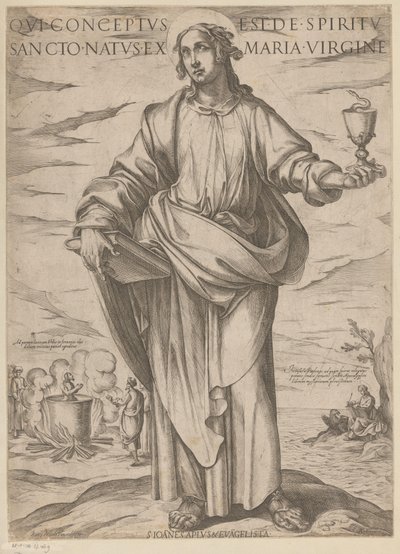 De São João Quem foi concebido do Espírito Santo, nascido da virgem Maria (título no objeto) Cristo, Maria en de apóstolo (título da série) de Antonio Tempesta