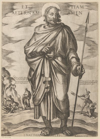 De São Matias E a vida eterna amém (título no objeto) Cristo, Maria en de apóstolo (título da série) de Antonio Tempesta