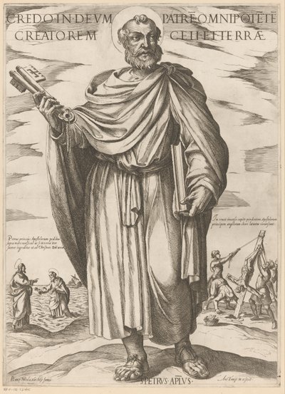 De São Pedro Eu acredito em deus pai todo poderoso criador do céu e da terra (título no objeto) Cristo, Maria en de apóstolo (título da série) de Antonio Tempesta