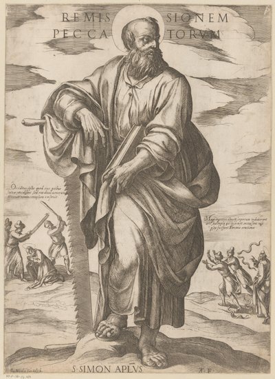 De São Simão Remissão de pecados (título no objeto) Cristo, Maria en de apóstolo (título da série) de Antonio Tempesta