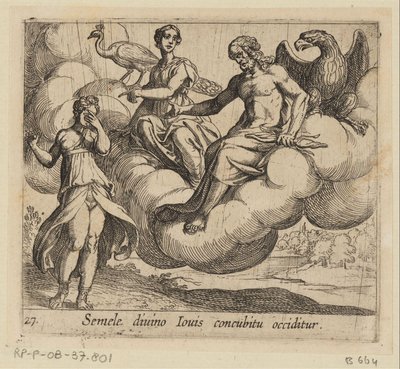 De wens van Semele
Semele divino Iovis concubitu occiditur (título sobre o objecto)
Metamorfoseon sive transformationum (título da série)
Metamorfosen van Ovidius (título da série) de Antonio Tempesta