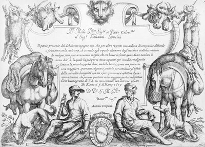 Frontispício para uma série de cenas de caça, 1609 de Antonio Tempesta