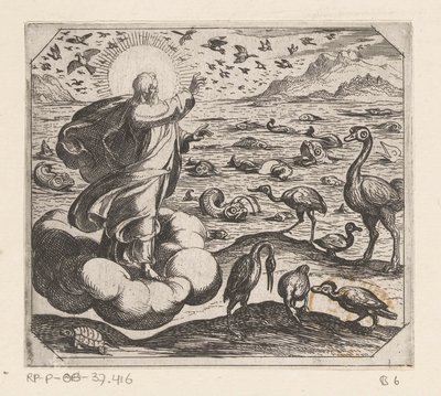 Deus cria os pássaros e os peixes Criação (título da série) de Antonio Tempesta