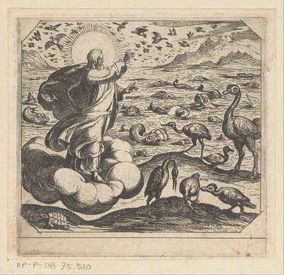 Deus cria os pássaros e os peixes A criatura de Antonio Tempesta