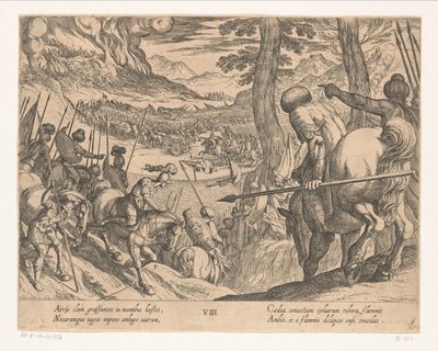 O exército de Alexandre, o Grande, cerca as forças inimigas com fogo Os feitos de Alexandre, o Grande (título da série) Alexandri magni praecipvae res gestae (título da série) de Antonio Tempesta