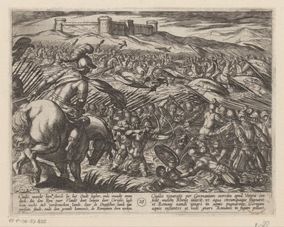 Julius Civilis inunda o país com diques As Guerras Batavas contra os Romanos (título da série) Batavorum cum Romanis Bellum (título da série) de Antonio Tempesta