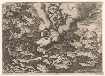 Paisagem com a morte de Adonis Paisagens com cenas mitológicas (título da série) de Antonio Tempesta