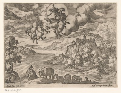 Paisagem com a queda de Phaëthon Paisagens com cenas mitológicas (título da série) de Antonio Tempesta