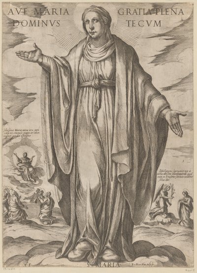 Maria
Ave Maria gratia plena dominus tecum (título sobre o objecto)
Christus, Maria en de apostelen (título da série) de Antonio Tempesta
