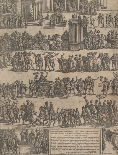 Triunfo de um imperador romano lado esquerdo, 1603. de Antonio Tempesta