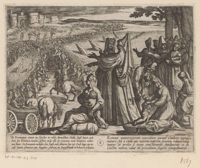 Mulheres e crianças vêem Julius Civilis derrotar os Romanos
As guerras Batavianas contra os Romanos (título da série)
Batavorum cum Romanis Bellum (título da série) de Antonio Tempesta