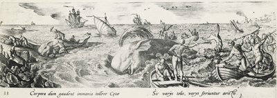 Caça às baleias, por Antonio Tempesta (1555-1630), gravura, Itália de Antonio Tempesta