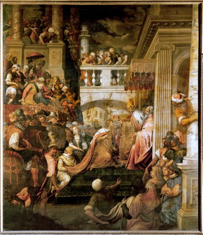 Coroação de Baudoin I, Imperador de Bizâncio (óleo sobre tela) de Antonio Vassilacchi