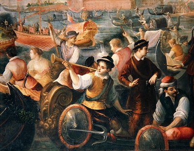 O Desembarque de Catarino Cornaro em Veneza em 1489 (detalhe de 307885) de Antonio Vassilacchi