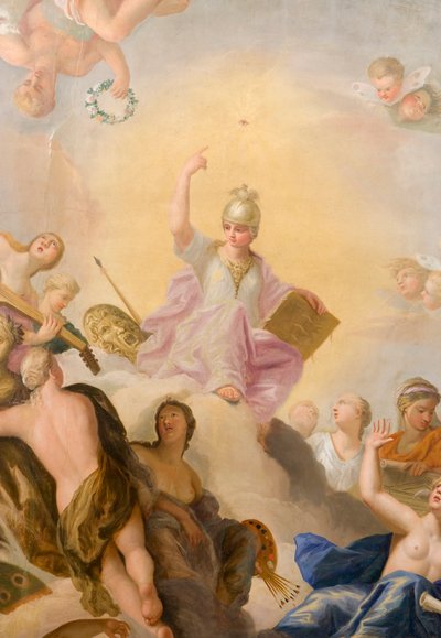 Minerva rodeado pelas Artes e Ciências, detalhe de The Banqueting House de Antonio Verrio