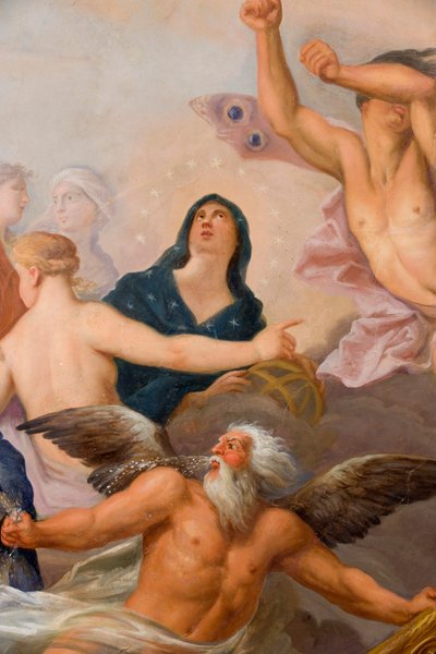 Minerva rodeado pelas Artes e Ciências, detalhe de The Banqueting House de Antonio Verrio