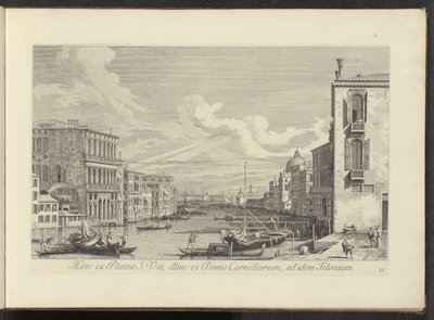 Gezicht no Canal Grande em Campo San Vio te Venetië Deste lado da rua de São Vito, do outro lado da Casa de Cornélio, para o mesmo Telonium (título no objeto) As vistas mais famosas da cidade de Veneza, dos 38º painéis do Canal Antonius, impressos em latão de Antonio Visentini