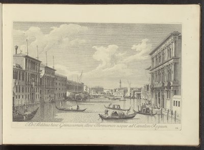 Gezicht no Canal Grande no Palazzo Vendramin-Calergi te Venetië Das casas dos Grimans deste lado, do dos Tronos, até o Canal Real (título no objeto) Mais vistas famosas da cidade de Veneza, dos painéis Antonius Canal 38 impressos no ar por Antonio de Antonio Visentini