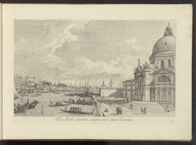 Gezicht op het Canal Grande en de Santa Maria della Salute te Venetië
Ex Aede Salutis, usque ad Caput Canalis (título sobre o objecto)
Urbis Venetiarum prospectus celebrriores, ex Antonii Canal tabulis XXXVIII aere expressi ab Antonio Vissentini in parte de Antonio Visentini