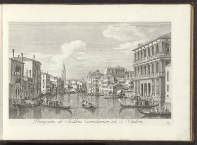 Gezicht no Canal Grande em toren van de San Vitale te Venetië Vista das Casas de Cornélio a São Vital (título no objeto) As vistas mais famosas da cidade de Veneza, dos 38 painéis do Canal Antonius, impressas em madeira por Antonio Vissentini de Antonio Visentini