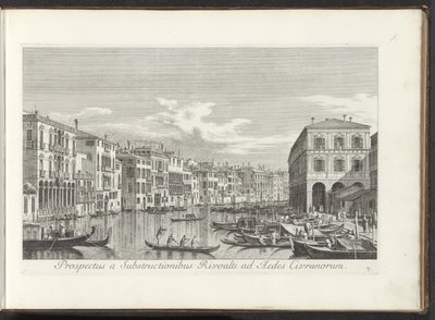 Gezicht op het Canal Grande te Venetië
Prospecto a Substructionibus Rivoalti ad Aedes Civranorum (título sobre o objecto)
Urbis Venetiarum prospectus celebrriores, ex Antonii Canal tabulis XXXVIII aere expressi ab Antonio Vissentini in partes tres distri de Antonio Visentini