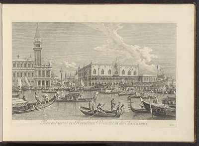 Vista do Grande Canal em Veneza com o Bucintoro do doge
Bucentaurus et Nundinae Venetae in die Ascensionis (título sobre o objecto)
Urbis Venetiarum prospectus celebrriores, ex Antonii Canal tabulis XXXVIII aere expressi ab Antonio Vissentini em parte de Antonio Visentini