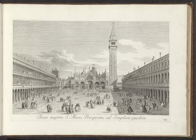 Vista da Praça de São Marcos e da Praça de São Marcos em Veneza
Area majoris S. Marci Prospectus ad Templum ejusdem (título sobre o objecto)
Vistas de edifícios e praças em Veneza (título da série)
Urbis Venetiarum prospectus celebrriores, ex Antonii Ca de Antonio Visentini
