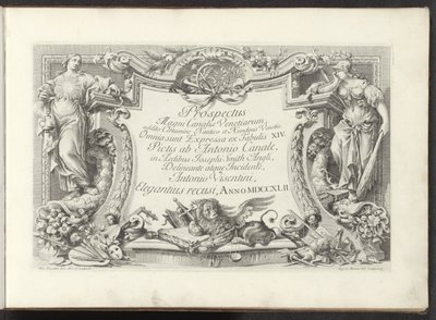 Impressão de título com cartucho retratando Sabedoria e Força
Vistas de grandes canais em Veneza (título da série)
Prospectus Magni Canalis Venetiarum (título da série sobre o objecto) de Antonio Visentini