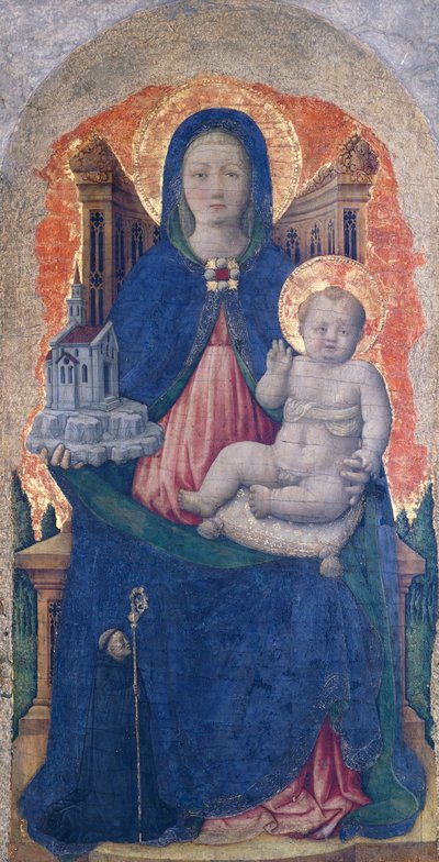 Madonna com Criança, detalhe do Altar de Praglia, de Antonio Vivarini (1418-antes de 1484), 67x33 cm de Antonio Vivarini