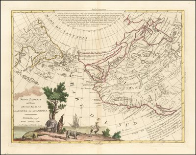 Mapa de 1776 - Novas descobertas dos russos a norte do Mar do Sul, tanto na Ásia como na América de Antonio Zatta