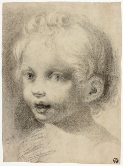 Cabeça de criança (Frente) Figura masculina nua (Verso) de Antonio da Correggio