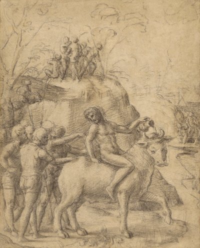 Correggio - Um homem a montar um touro e outras figuras, 83.GB.344 de Antonio da Correggio