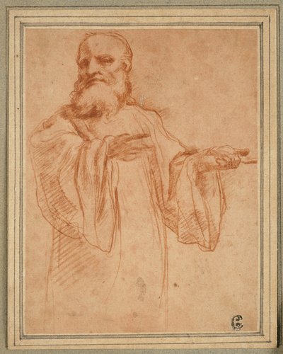 São Bento gesticulando para a esquerda: Estudo para a Coroação da Virgem de Antonio da Correggio