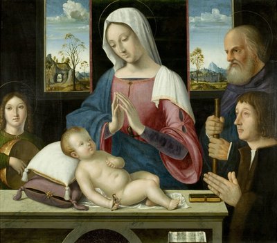 Virgem e o Menino com São José e Doador, painel central do Tríptico Withypool de Antonio da Solario