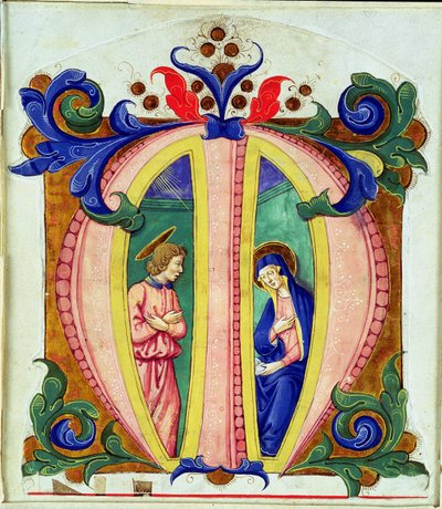 Historiated inicial M representando a Anunciação de Antonio di Niccolo di Lorenzo