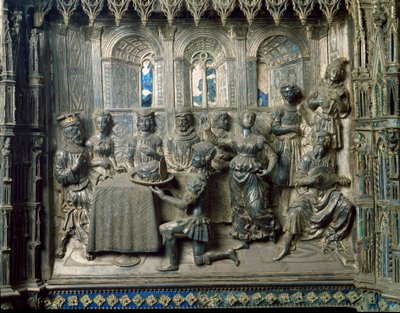 Vida de São João Batista: o banquete de Herodes. Alívio de prata de Antonio di Salvi