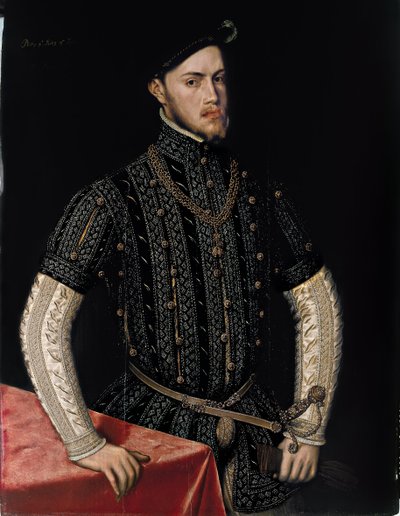 Retrato de Filipe II 1527-1598, rei de Espanha e Portugal, c. 1550 de Antonis Mor