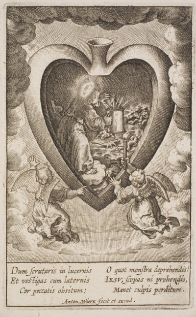 Sagrado coração para o amante de Jesus de Antonius Wierix