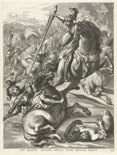 Aquiles derrota Telephos; entrada de Ferdinand em Gand em 1635
Et tanta gessit bella dvm bellvm parat (título sobre o objecto) de Antony van der Does