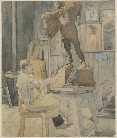 Jan Toorop no estúdio de um escultor de Antoon Derkinderen